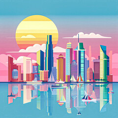 Manila flat vector gradient skyline illustration