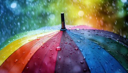 The upside-down umbrella caught rainbows instead of raindrops, creating a kaleidoscope of colors