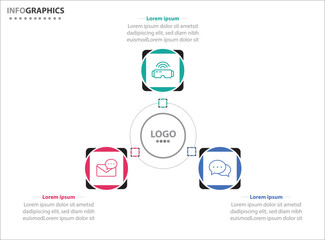 Circle infographic template with 3 options for presentations. Vector infographic design template. diagram, number options. Data visualization. Business concept with 3 steps, three process.