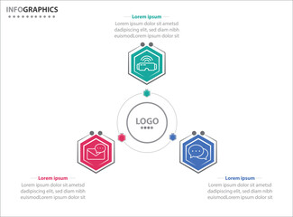 Circle infographic template with 3 options for presentations. Vector infographic design template. diagram, number options. Data visualization. Business concept with 3 steps, three process.