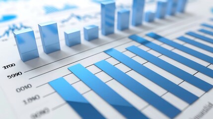 blue bar graph rising, sotck market informations