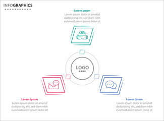 Circle infographic template with 3 options for presentations. Vector infographic design template. diagram, number options. Data visualization. Business concept with 3 steps, seven process.
