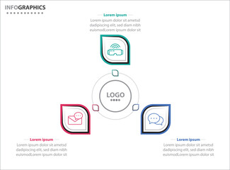 Circle infographic template with 3 options for presentations. Vector infographic design template. diagram, number options. Data visualization. Business concept with 3 steps, three process.