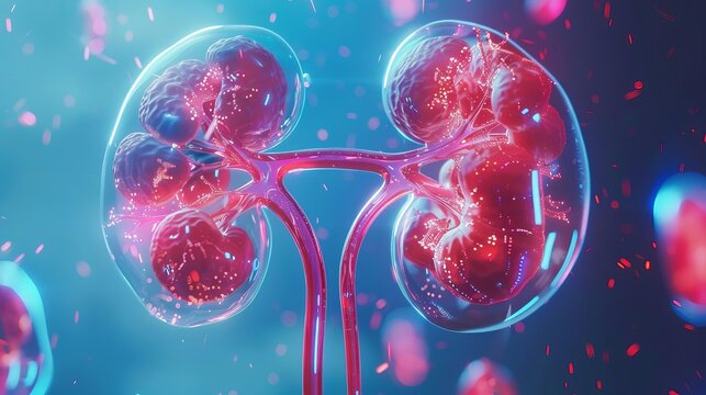 human urinary system with kidneys and bladder anatomy 3d medical illustration