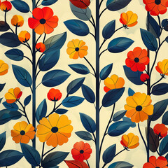 Colorful Floral Pattern Seamless Design for Decorative Backgrounds and Floral Textile Design