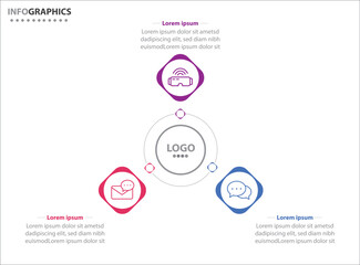 Circle infographic template with 3 options for presentations. Vector infographic design template. diagram, number options. Data visualization. Business concept with 3 steps, three process.