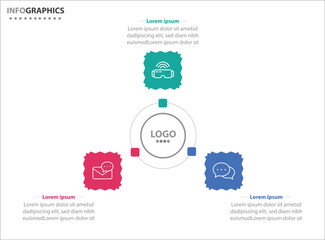 Circle infographic template with 3 options for presentations. Vector infographic design template. diagram, number options. Data visualization. Business concept with 3 steps, three process.