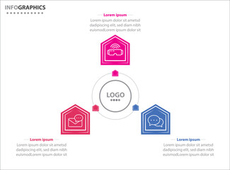 Circle infographic template with 3 options for presentations. Vector infographic design template. diagram, number options. Data visualization. Business concept with 3 steps, three process.