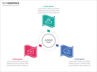 Circle infographic template with 3 options for presentations. Vector infographic design template. diagram, number options. Data visualization. Business concept with 3 steps, three process.