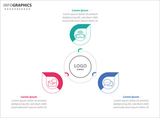 Circle infographic template with 3 options for presentations. Vector infographic design template. diagram, number options. Data visualization. Business concept with 3 steps, three process.