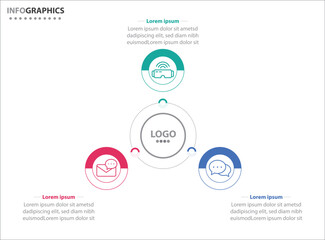 Circle infographic template with 3 options for presentations. Vector infographic design template. diagram, number options. Data visualization. Business concept with 3 steps, three process.