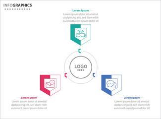 Circle infographic template with 3 options for presentations. Vector infographic design template. diagram, number options. Data visualization. Business concept with 3 steps, three process.