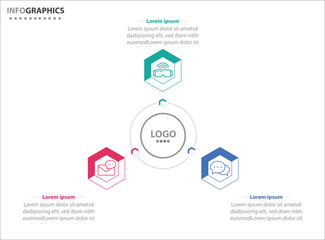 Circle infographic template with 3 options for presentations. Vector infographic design template. diagram, number options. Data visualization. Business concept with 3 steps, three process.