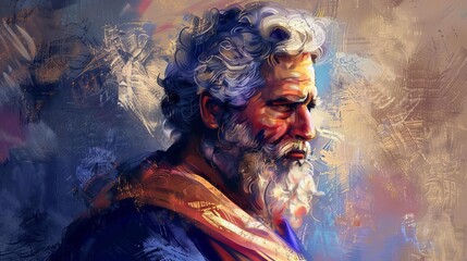 inspirational portrait of moses the biblical figure known for his patience and leadership digital painting - obrazy, fototapety, plakaty