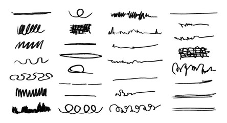 Crayon brush stroke underline set. Grunge creative text decoration. Vector illustration for banner, web site, poster - obrazy, fototapety, plakaty