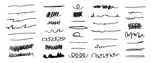 A collection of black lines and curves, some of which are wavy and others are straight. The lines vary in length and thickness, and they seem to be drawn with a pencil or pen