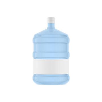 An image of a Plastic Water Gallon with label isolated on a white background