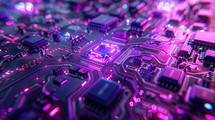 Cosmic Cybernetic Circuit: A Futuristic Circuit Board with Cosmic Sapphire, Cybernetic Emerald, and Holographic Amethyst