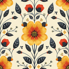 Colorful Floral Pattern Seamless Design for Decorative Backgrounds and Floral Textile Design