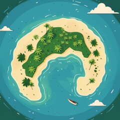 Island in the sea. sunny day.