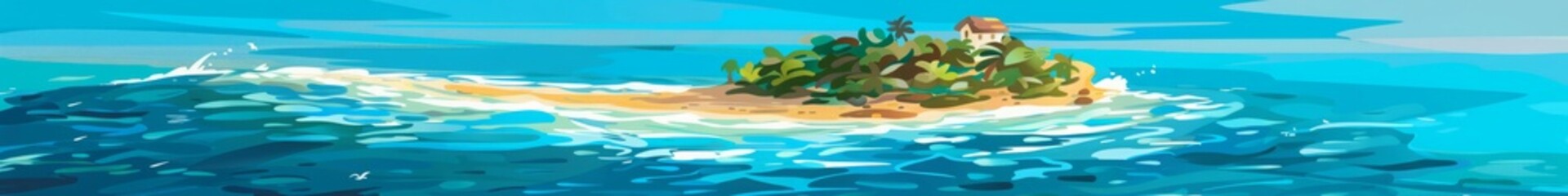 Island in the sea. sunny day.