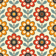 Fototapeta na wymiar Colorful Floral Pattern Seamless Design for Decorative Backgrounds and Floral Textile Design