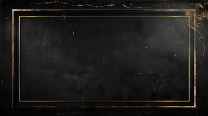 Textured black surface with gold details and frame. Dark elegant background suitable for stylish interior mockups.