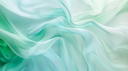 Obraz premium Elegant turquoise satin fabric draped softly with light and shadow play. Textile background and luxury fashion material concept.
