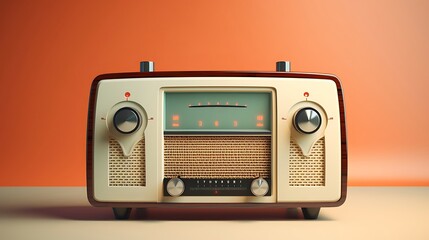 World Amateur Radio Day, International Media Day, old radio, retro radio, orange background - obrazy, fototapety, plakaty