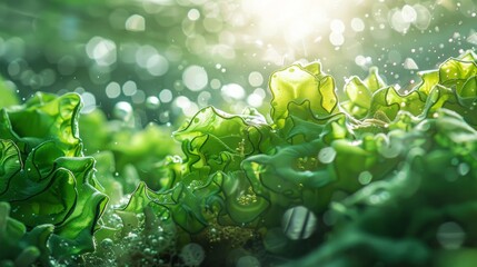 Green seaweed underwater.