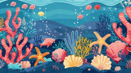 Obraz na płótnie Canvas Underwater sea world. Algae and corals.
