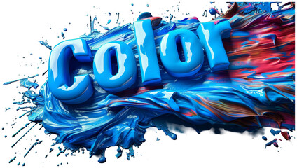 a blue and red liquid type with the word color. Transparent Background PNG