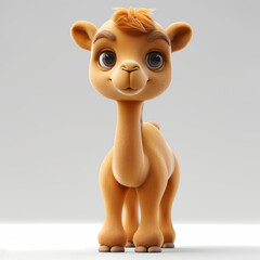Naklejka premium A cute and happy baby camel 3d illustration