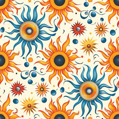 Fototapeta na wymiar Vibrant Sun Pattern Seamless Design for Bright and Energetic Backgrounds