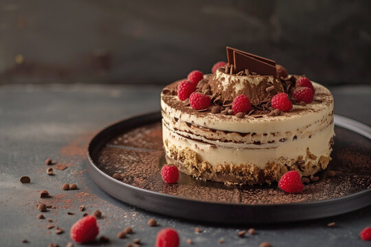 Decadent Multi-Layered Chocolate Delight with strawberries
