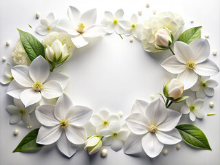 Frame made of beautiful flowers on white background, top view. Space for text