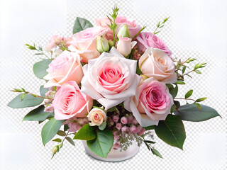 Obraz na płótnie Canvas Bouquet of pink roses in a vase on a white background - bouquet of roses on a white background
