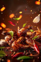 Obraz na płótnie Canvas fried spicy wings fast food Generative AI