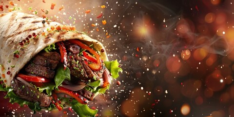 delicious shawarma kebab fast food Generative AI - obrazy, fototapety, plakaty
