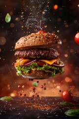delicious burger with fast food cutlet Generative AI