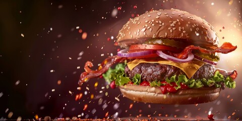 delicious burger with fast food cutlet Generative AI