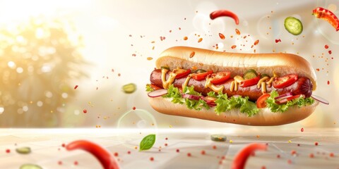 delicious hot dog fast food Generative AI