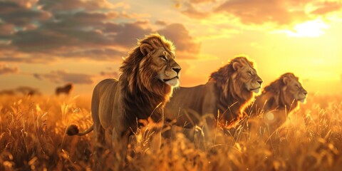 lions in the wild Savannah Generative AI