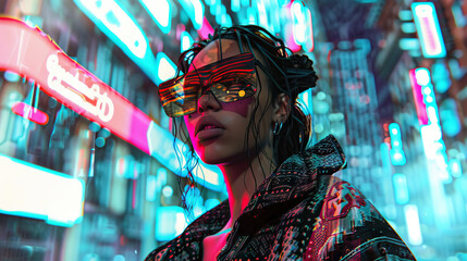 Urban Street Style Remix: Edgy streetwear looks showcased by models in urban poses, enhanced with glitch elements for a modern and rebellious twist. - obrazy, fototapety, plakaty