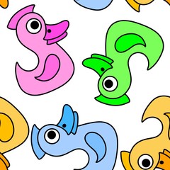 Cartoon animals birds seamless ducks pattern for wrapping paper and kids clothes and summer print