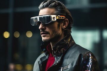It seems like you're referring to smart glasses, augmented reality (AR) goggles, or virtual reality (VR) devices that overlay digital information onto the user's field of view.