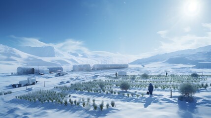 A team of AI-generated researchers investigating the feasibility of winter farming in extreme cold environments, developing specialized agricultural techniques and cultivating cold-resistant crops to 