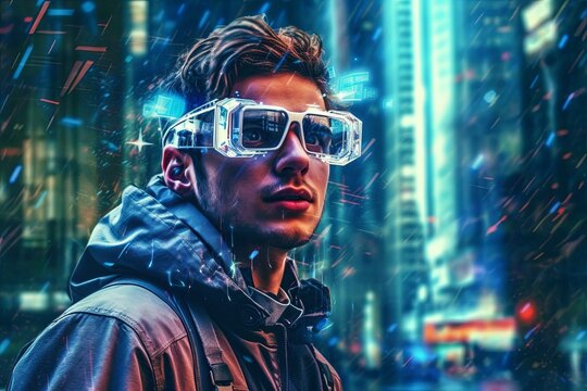
It seems like you're referring to smart glasses, augmented reality (AR) goggles, or virtual reality (VR) devices that overlay digital information onto the user's field of view. 