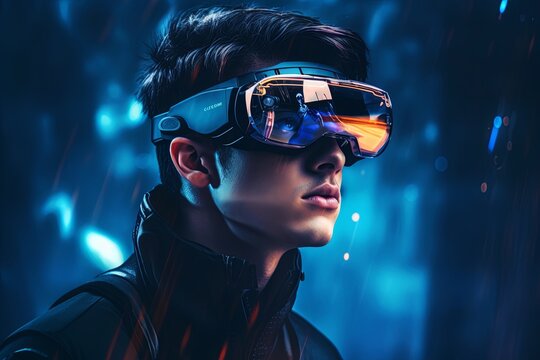 
It seems like you're referring to smart glasses, augmented reality (AR) goggles, or virtual reality (VR) devices that overlay digital information onto the user's field of view.  - Powered by Adobe
