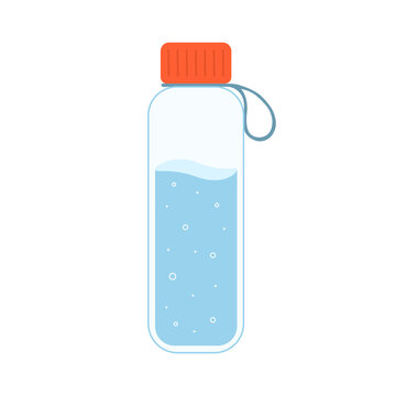 recommend clip art: Glass bottle of water vector illustration isolated. Flat cartoon clip art on white background. Clear minimalistic design element.